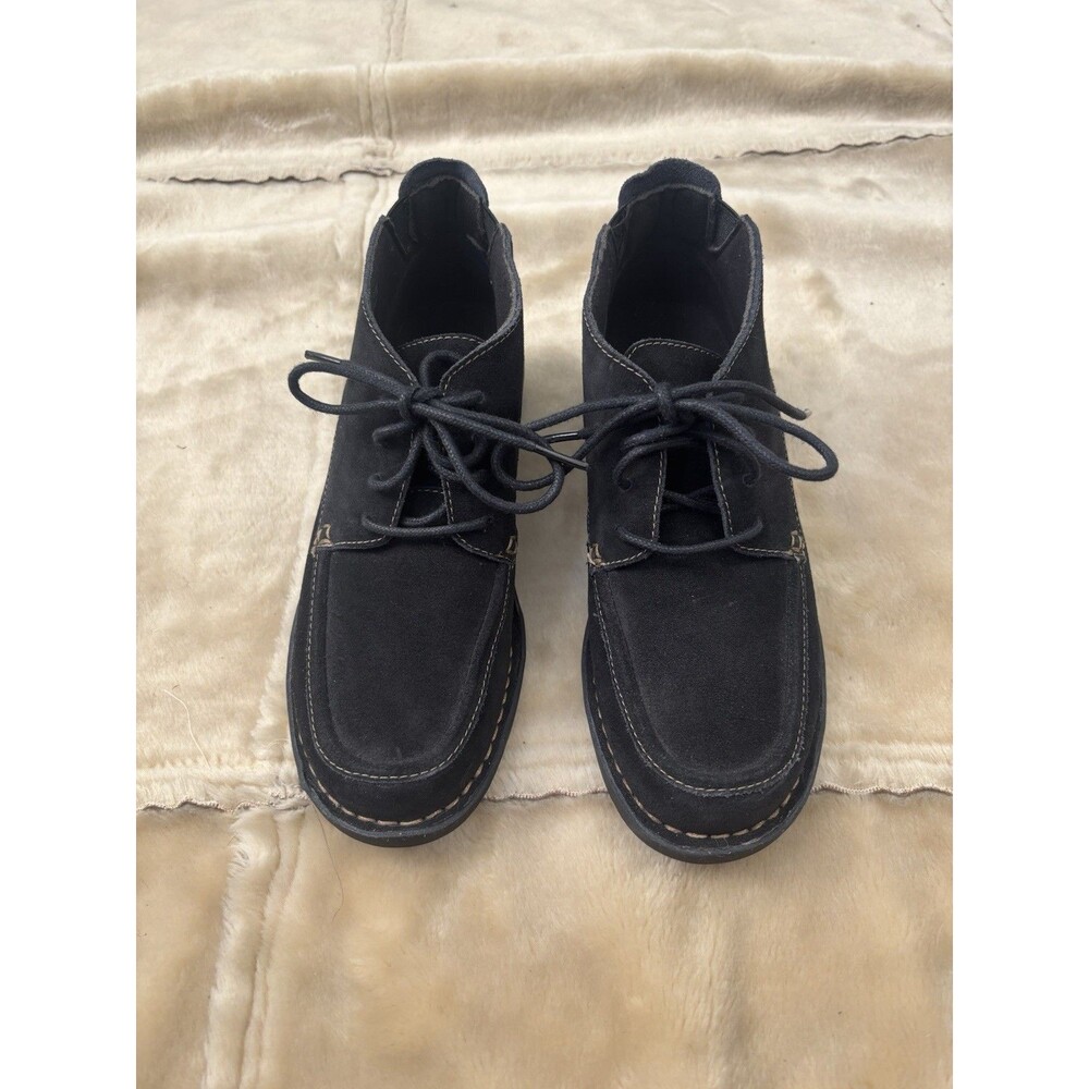Clarks Size 6.5 Womens Black Suede Leather Angle Lace Up Comfort Boots - NEW